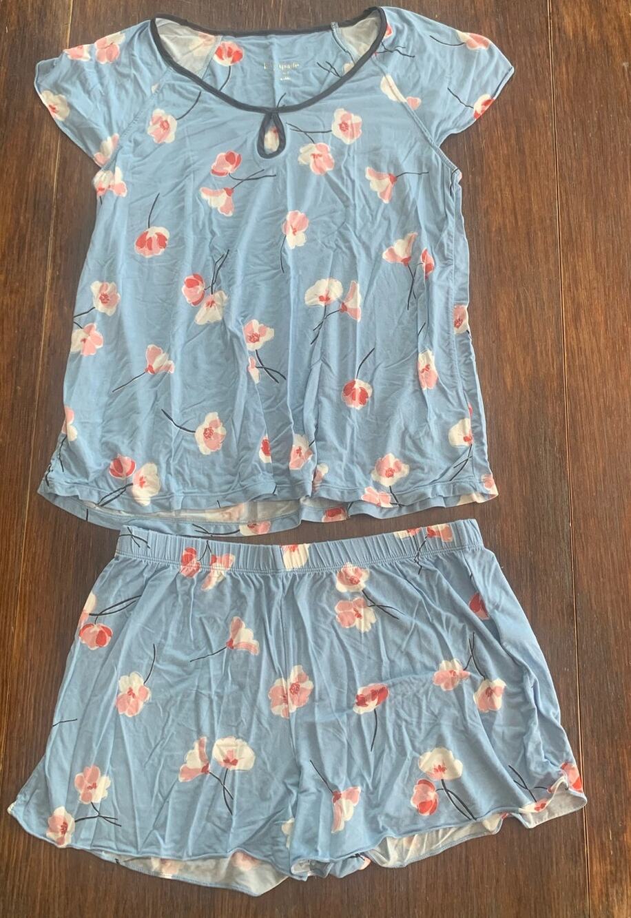Kate Spade Blue Floral Short Pajama Set Small